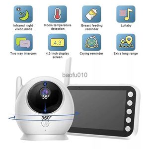 Baby Monitor 720P HD 300M Longue portée Sécurité de la batterie Audio bidirectionnel Vision nocturne infrarouge Écran de 4,3 pouces Caméra PTZ sans fil L230619