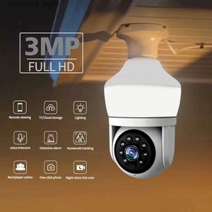 Caméra de surveillance pour bébé Caméra intérieure 3MP WiFi Surveillance de vidéosurveillance sans fil PTZ IP dôme protection des yeux ampoule audio bidirectionnel moniteur pour bébé Q240308