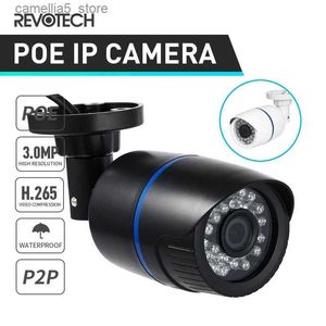 Caméra de surveillance pour bébé REVOTECH POE IP IP65 étanche 3MP Bullet 24Pcs LED infrarouge 1296P / 1080P Système de surveillance vidéo de vision nocturne de sécurité extérieure Q240308