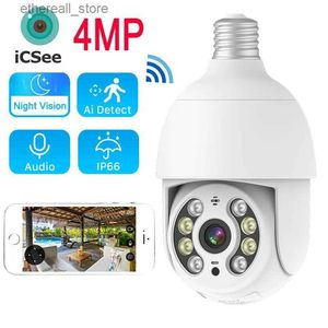 Baby Monitors Security Protection Smart Home Wifi Surveillance Camera 4MP Outdoor Waterproof IP66 E27 Bulb Camera Baby Monitor Q231104