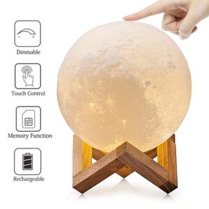 Veilleuse bébé impression 3D lampe de lune contrôle par capteur tactile luminosité réglable réglable jaune chaud blanc froid lampe de table de chevet LED