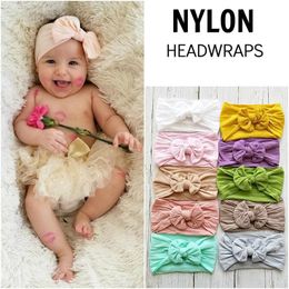 Bandeau à nœud papillon en nylon pour bébé, style bohémien, bandeau élastique super doux pour nourrissons, large bandeau, accessoire pour cheveux de petites filles