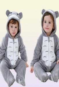 Baby-grenots kigurumis boy fille roberie infantile totoro costume pyjama gris avec des vêtements d'hiver à glissière