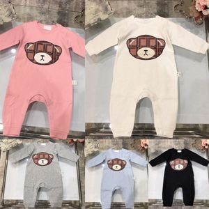 Mamelucos del bebé Diseñador Niños Niñas Monos Recién nacido Infantil Niños Primavera Otoño Ropa Carta Lindo Oso Impreso Algodón Ropa para niños U0bo #