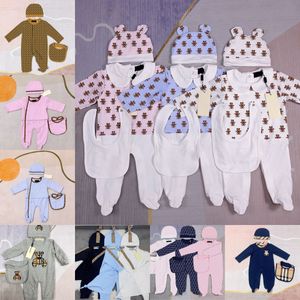 Conjuntos de mamelucos para bebés Monos infantiles Ropa para niños Manga larga Estampado de letras Niños Niñas Otoño Ropa de punto para recién nacidos Monos para niños con sombrero Body Traje para bebés