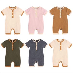 Mamelucos del bebé Color sólido Niñas Monos acanalados Niño pequeño Body Algodón Lino Niños Ropa de escalada Ropa de boutique para niños BT6620