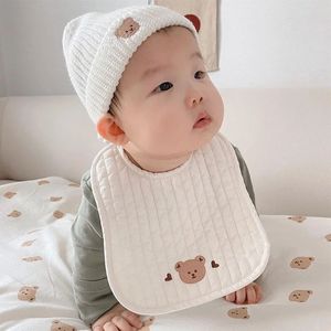 Baby Saliva Tail Cartoon Bear Cotton Bib Anti-Spits Childrens Aliments Supplément Fabrics confortables 240422