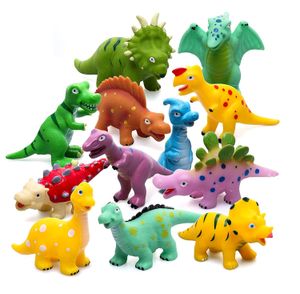 Bebé suave dinosaurio juguetes de baño para niños pequeños 4 moho niños bañera piscina juguete flotante apretar para rociar animales amigos