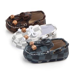 Bébé enfant en bas âge chaussures garçon mode cuir PU pour fille treillis premiers marcheurs nouveau-né 0-6-12 mois sport pois Prewalker