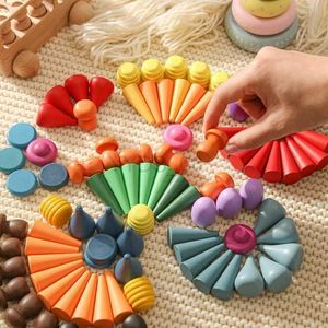 Baby Toy Creative Loose Parts Toys Baby Wooden Constructor Set Montessori Toys for Children Nordic Sensory Toy Waldorf Baby Gifts zln231223