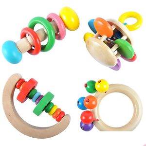 Juguete para bebés Niños Educativos Campana de madera Sonajero Handbell Percusión Instrumento musical Shake para niños pequeños Juguetes infantiles Drop Delivery Gif Dhy2D