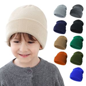 Bébé hiver tricoté chapeau manchette garder au chaud Crochet enfant casquette pour enfants femmes hommes en plein air acrylique couleur unie filles garçons bonnets chapeaux