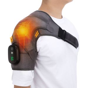 Back Massager Electric Heating Shoulder Massager Brace Joint Arthritis Pain Relief Vibration LED Controller Adjustabl Support Belt Guard Strap 230310