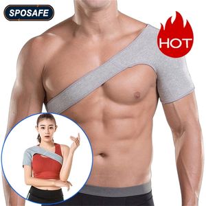 Back Support Sports Single Shoulder Back Support Bamboo Charcoal Fiber Elastic Compression Wrap Strap for Musle Sprains Strains Pain Relief 230905