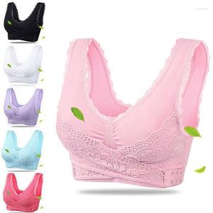 Soutien du dos femmes soutien-gorge de sport avant croix côté boucle réunis femme course Yoga Push Up gilet antichoc Fitness Gym Jogging Bralette