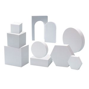 Matériel de fond 10pcs / set Multi Formes Mousse Studio Pographie Prop Géométrique Cube Affichage De Bijoux Posant Solide Tir Riser Stand 221017