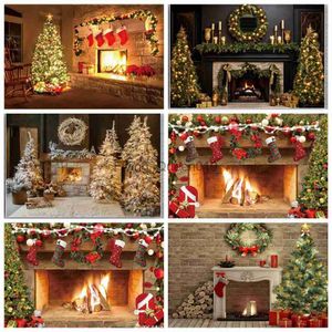 Background Material Christmas Backdrops Kids Family Portrait Props Baby Girl Photography Photostudio Xmas Windows Fireplace Background YQ231003