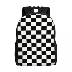 Mochila Custom Classic Checkerboard Mujeres Hombres Casual Bookbag para la escuela Universidad Bolsas de tablero de ajedrez
