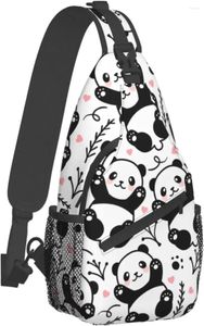 Mochila Lindo Panda De Dibujos Animados Sling Bag Para Mujeres Hombres Animal Crossbody Bolsas De Hombro Casual Pecho Viaje Senderismo