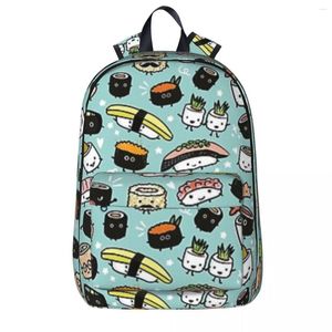 Mochila lindo patrón de sushi personajes kawaii mochila mochila niña niña mochila para niños bolsos escolares dibujos animados mochila mochila bolso de hombro