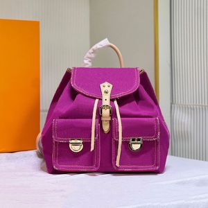 Mochila Denim Pink Designer School Bag Mujeres Bolsas de hombro Mujeres Decoración de cuero genuina Implaz de agua múltiples bolsillos de gran capacidad Correas ajustables