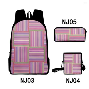 Backpack Hip Hop Stripes de motifs géométriques jeunes Hip Hop 3D Print 3PCS / Sac de voyage Sacs de voyage ordinateur portable Cautue