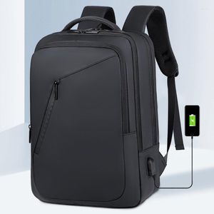 Sac à dos pour ordinateur de voyage d'affaires pour hommes, sac d'école en tissu à Membrane en cuir imperméable de haute qualité, chargeur USB
