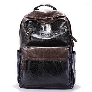 Mochila Hombres Estilo bonito PU Cuero Color sólido Viaje Alta calidad Masculino Casual Escuela Estudiantes Bolsas al por mayor