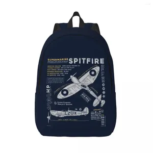 Sac à dos Supermarine Spitfire ordinateur portable hommes Femmes Basic Bookbag pour collégial Fighter Pilot Aircraft Avion Plane Sacs