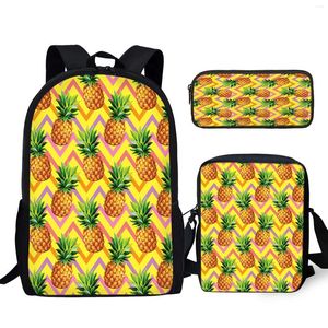 Sac à dos yikeluo fruit tropical ananas ananas tribu imprime jaune jaune zipper sac de messager décontracté crayon crayon crayon