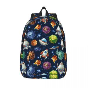 Backpacks Comic Space Planets Spacets Spaceships For Boys Kids Student Schoolbag Bookbag Science Rocket Cartoon Galaxy Day Pack