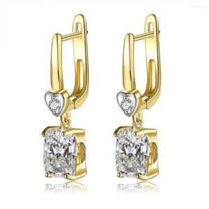 Dos Boucles D'oreilles Arrivée Jaune Or Couleur Clip Pour Les Femmes De Mariage Autrichien Cristal Zircon Bijoux En Gros Romantique Goutte