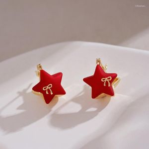 Boucles d'oreilles à dos en forme d'étoile rouge chinoise pour femmes, produits tendance, couleur or, bijoux à nœud papillon, 2023