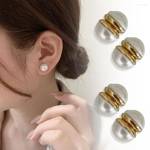 Boucles d'oreilles arrière Luxury Exquise Pearl Magnet Stone Ear Clip sans trou Fashion Girl Lovely Jewelry Temperament Gift Wholesale