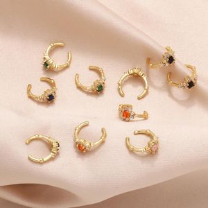Boucles d'oreilles Mini Clip en cristal CZ pour femmes, plaqué or en forme de C, bijoux porte-bonheur, cadeaux pour amis, Ersa179