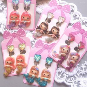 Espalda Pendientes Concha Sirena Escamas Animales Clip On Para Niños Niñas Joyería Sin Perforación Niños Lindos