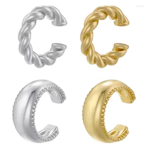 Boucles d'oreilles Backs Zhukou Gold Color Twisted Ear torse Femmes Glossy Clips Clip de haute qualité en laiton sur la mode bijoux en gros VE1115