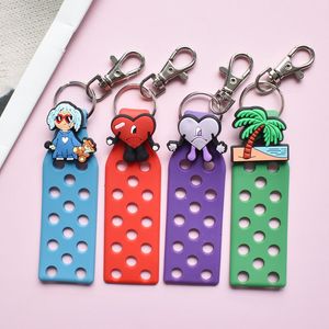 Bad Bunny Llaveros de coche Hombres Mujeres Dibujos animados Lindo Suave PVC Animal Corazón Colgante Llavero Anillos Figura de acción Bolsa Charm Llaveros Titular Llaveros Accesorios de joyería