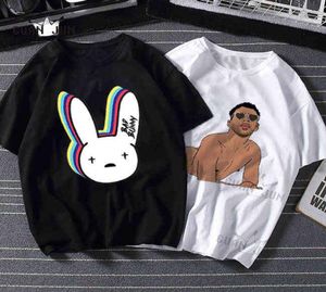 Bad Bunny Funny T Shirt Men unisex algodón Harajuku Causal Causal Man Women Frahic Hip Hop Top Tees Male Streetwear Y22035125555