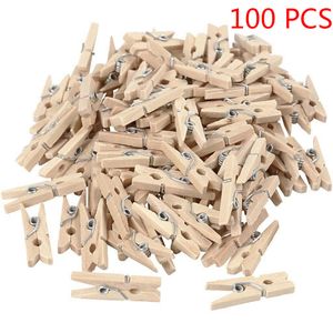 Bag Clips 100pcs Mini 25mm Natural Photo, Drying Clothes, Craft Clip, Portable Wooden Clip Inventory Wholesale