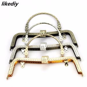 Accesorios para piezas de bolsos 3 piezas Ranura 20 cm Cabeza de hoja de cintura cóncava Marco de monedero de metal Bronce Plata Broche dorado Clip de bloqueo Accesorios para bolsos Mango 230425