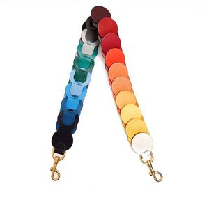 Piezas de bolso Accesorios Círculo Enlace Correa de hombro Arco iris Redondo Colorido Bolso Cinturón de cuero Elegante Monedero Manija Decoración1249i