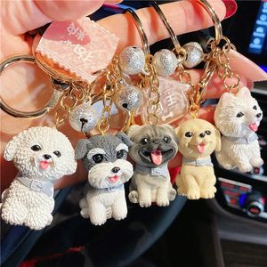 Pièces de sac accessoires créatif mignon Teddy bouledogue français chien de compagnie porte-clés pour les femmes au bon cœur à la mode voiture pendentifs animaux bijoux 231219