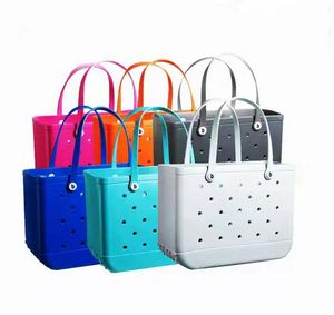 Sac en silicone bacs de plage sac personnalisé sac eva plage panier de plage femmes picnic kin sac trous de sac à main imperméable pochette