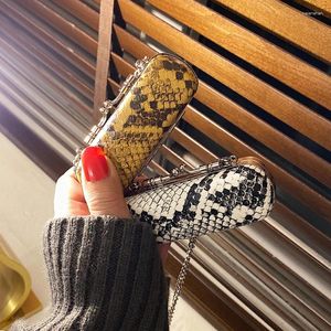 Sac Snake Pattern Mini Lipstick 2024 Fashion Quality Pu Leather Women's Designer Handbag Lock Lock Chain Shoulder Messenger