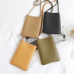 Sac Couleur solide Pu Material Madies Phone Mobile Pouch Classic Style Simple Girl Messenger Portable Sacs