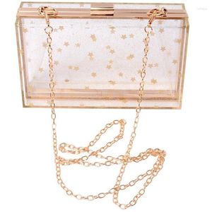Sac Femmes acryliques Transparent Gold Star Evening Sacs Sacs Posses Embrayage Banquet vintage sac à main (transparent)