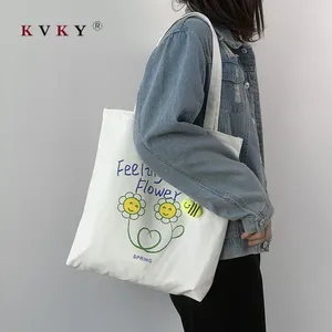Sac Femmes toile épaule de tournesol imprimé shopping eco coton lin shopper sacs tissu tissu sac à main fourre-tout pour filles 2024