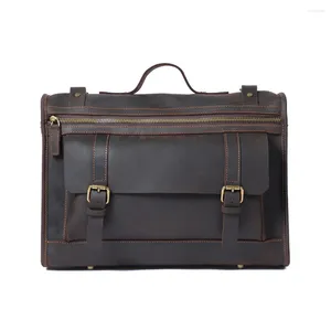 Sac Yupinxuan Russie vendant des cas de disques en cuir de vache vintage pour les hommes de grande capacité sacs de main authentique Retro