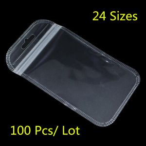 Sacs 100pcs / lot Sacs à fermeture éclair en plastique transparent pour accessoires électroniques Stockage Lock zip